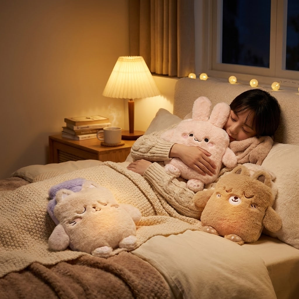 SnuggleBud - Twój Ciepły Przyjaciel Miękki Pluszak na Ból Brzucha Podczas Miesiączki i Zimne Dni🧸